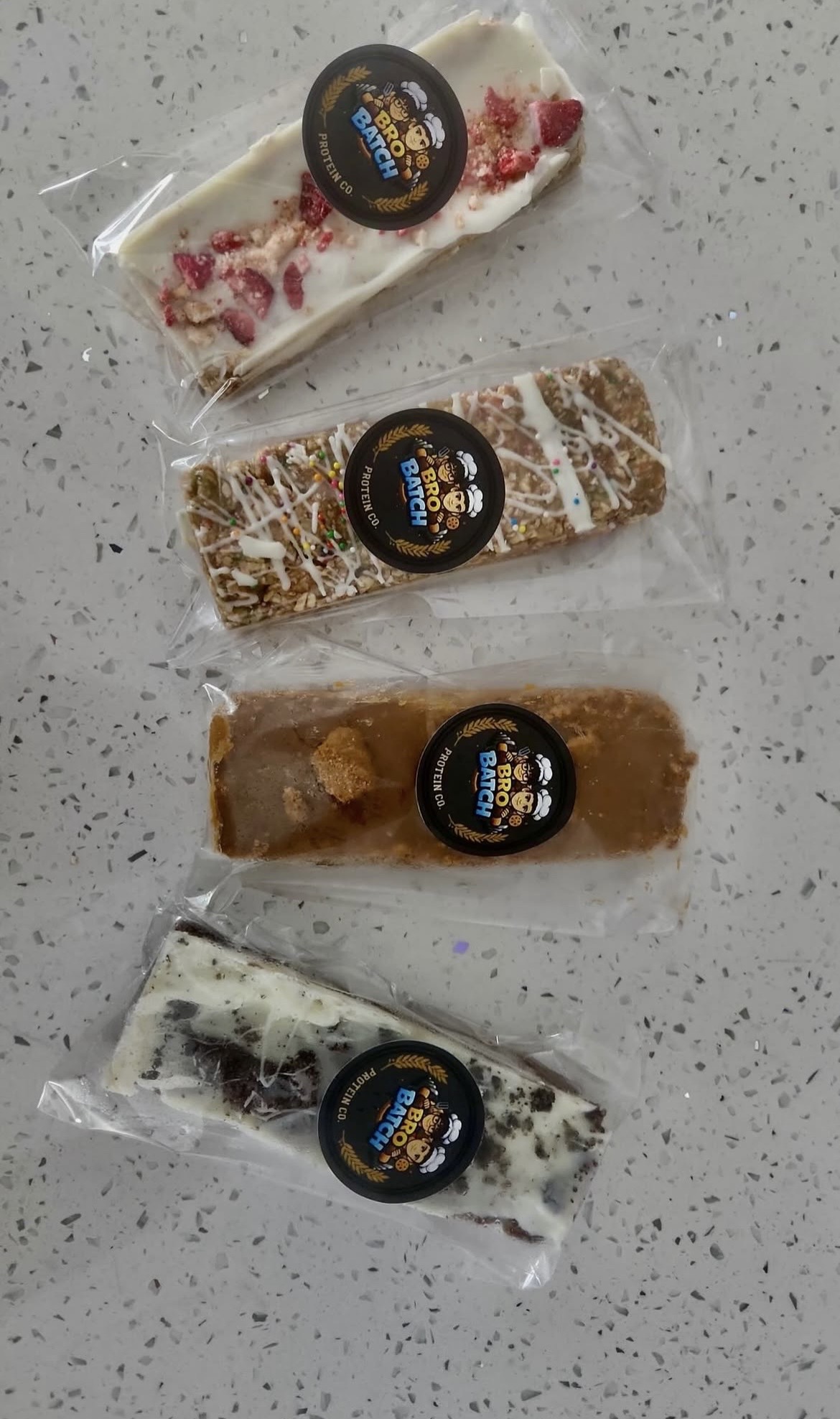 This week's Bro Batch lineup — three protein bars